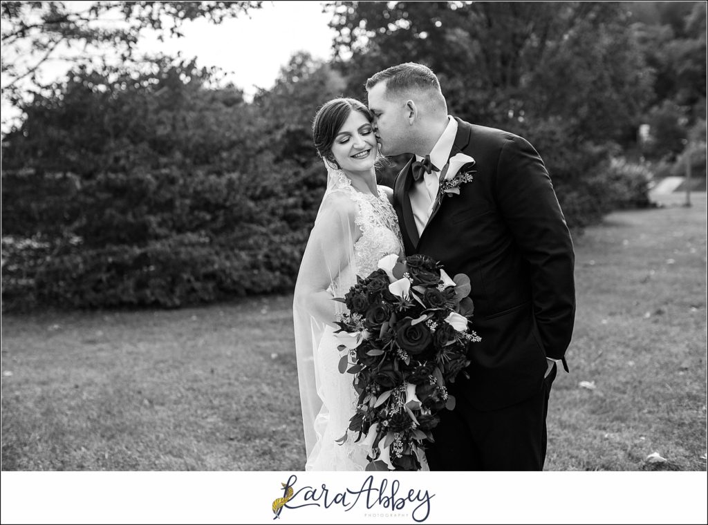 Burgundy & Navy Fall Wedding in Johnstown, PA - Bride & Groom & Bridal Party Portraits at Sandyville Memorial Gardens