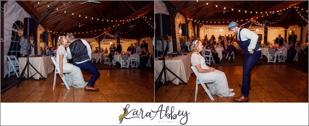 Fall Wedding at Succop Nature Park in Butler, PA Reception Bouquet & Garter Toss