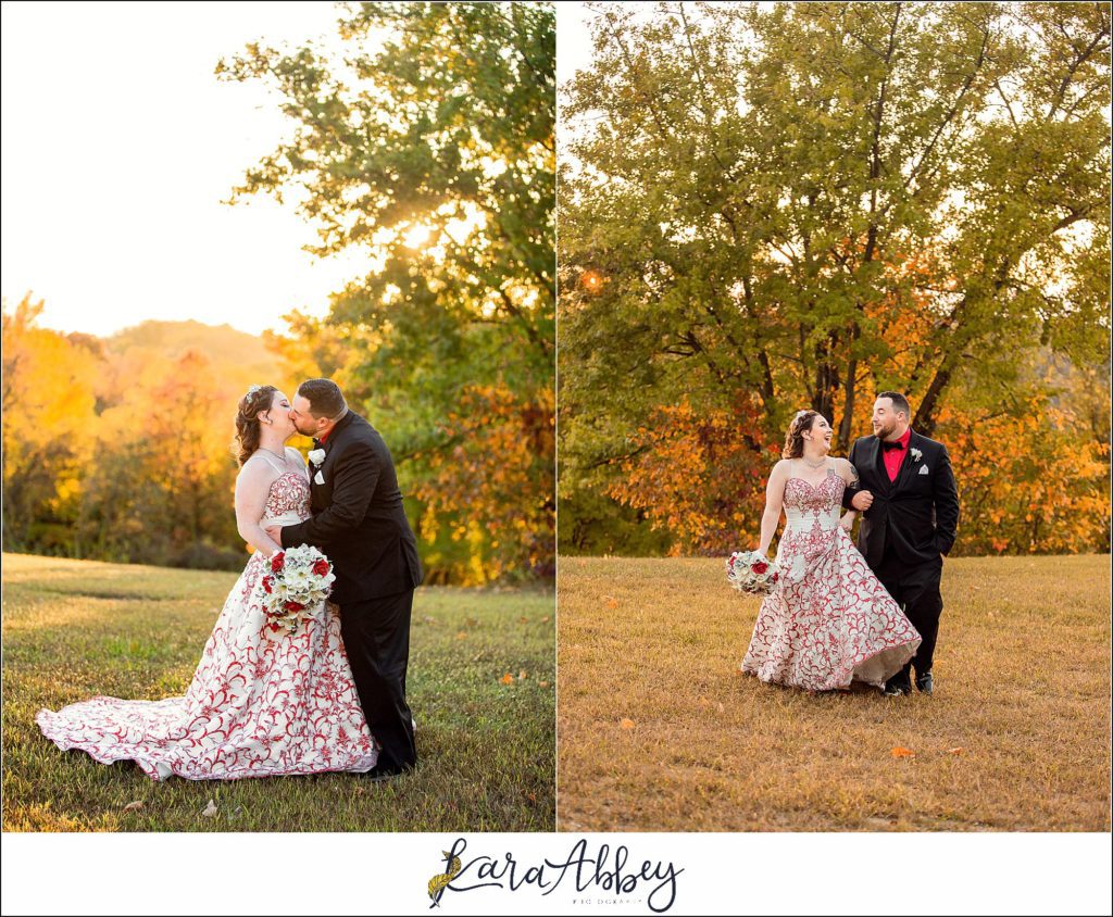 Disney-Themed Fall Wedding at Celebrations Bar Banquet and Grill in Imperial PA Golden Hour Bride & Groom Portraits