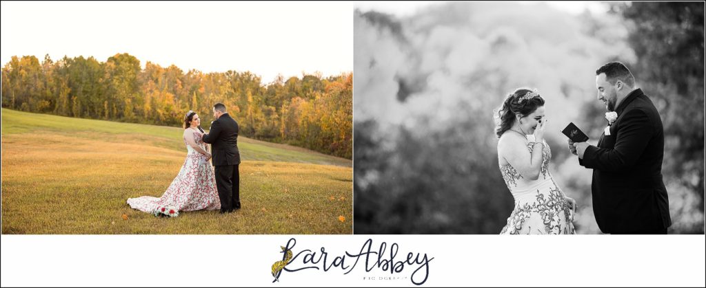 Disney-Themed Fall Wedding at Celebrations Bar Banquet and Grill in Imperial PA Golden Hour Bride & Groom Personalized Private Vows