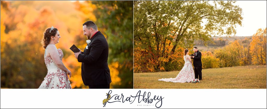Disney-Themed Fall Wedding at Celebrations Bar Banquet and Grill in Imperial PA Golden Hour Bride & Groom Personalized Private Vows