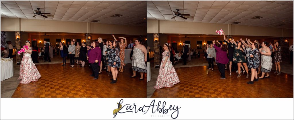 Disney-Themed Fall Wedding at Celebrations Bar Banquet and Grill in Imperial PA Reception Stuffed Animal Toss (Bouquet & Garter Toss Alternative)