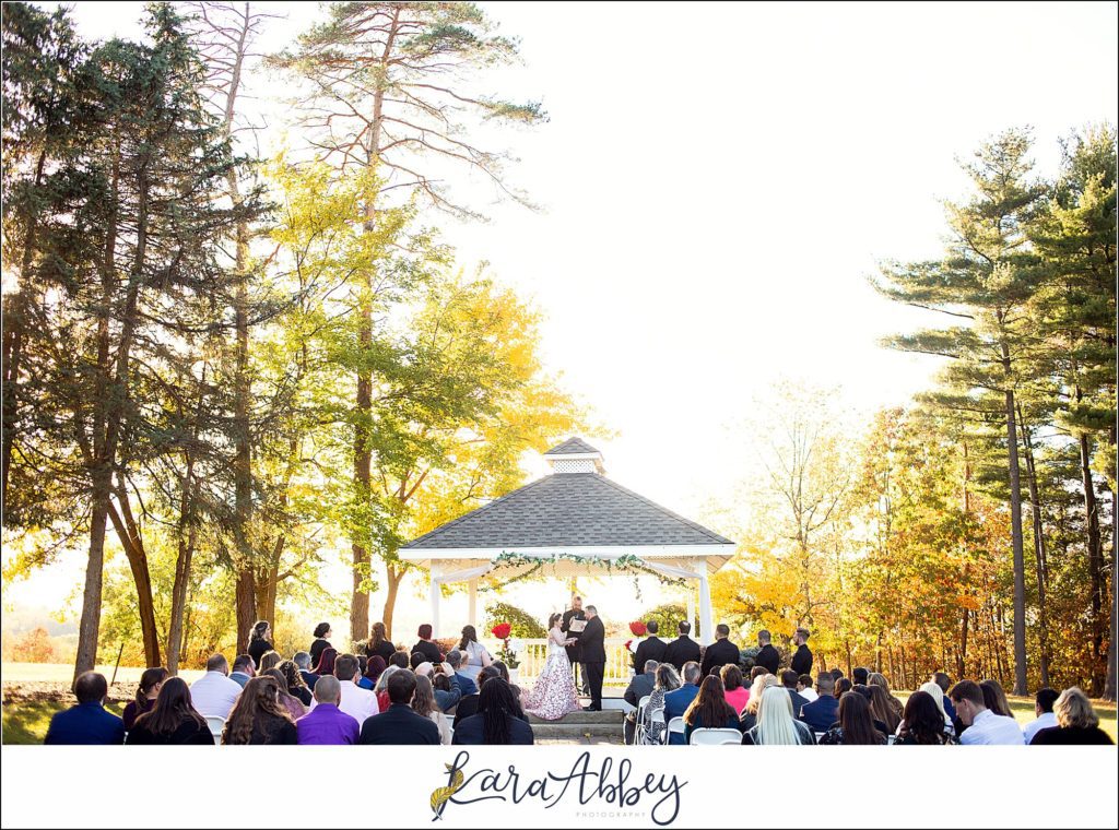 Disney-Themed Fall Wedding at Celebrations Bar Banquet and Grill in Imperial PA Golden Hour Outdoor Wedding Ceremony