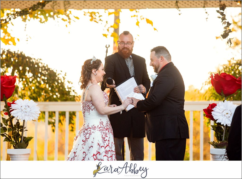Disney-Themed Fall Wedding at Celebrations Bar Banquet and Grill in Imperial PA Golden Hour Outdoor Wedding Ceremony