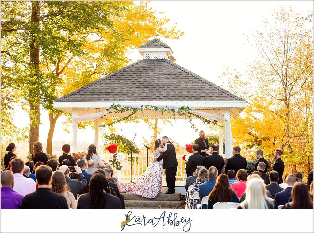 Disney-Themed Fall Wedding at Celebrations Bar Banquet and Grill in Imperial PA Golden Hour Outdoor Wedding Ceremony