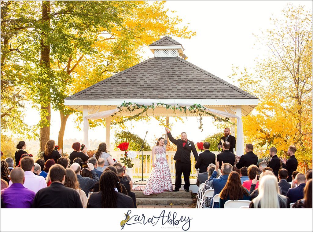 Disney-Themed Fall Wedding at Celebrations Bar Banquet and Grill in Imperial PA Golden Hour Outdoor Wedding Ceremony