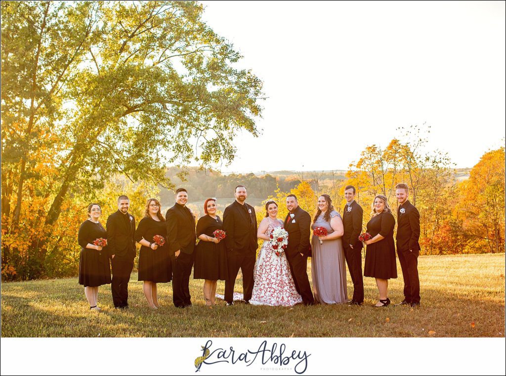Disney-Themed Fall Wedding at Celebrations Bar Banquet and Grill in Imperial PA Golden Hour Bridal Party Portraits