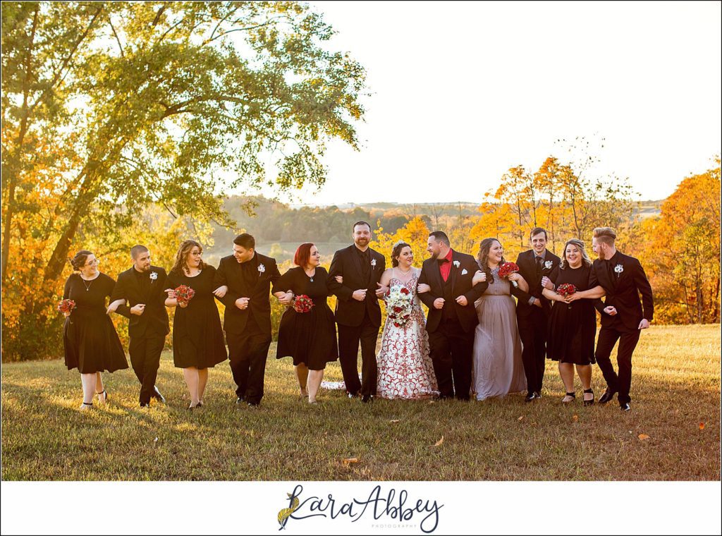 Disney-Themed Fall Wedding at Celebrations Bar Banquet and Grill in Imperial PA Golden Hour Bridal Party Portraits