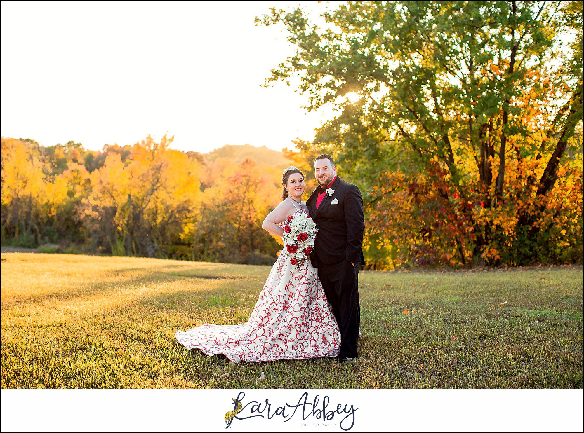 Disney-Themed Fall Wedding at Celebrations Bar Banquet and Grill in Imperial PA Golden Hour Bride & Groom Portraits
