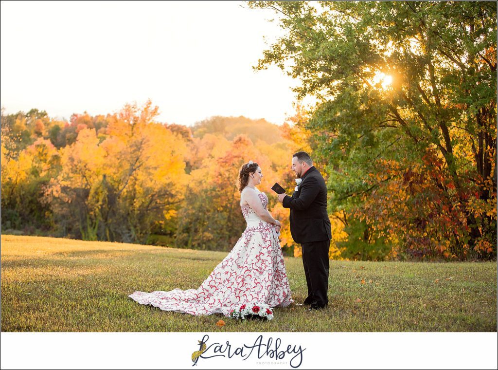 Disney-Themed Fall Wedding at Celebrations Bar Banquet and Grill in Imperial PA Golden Hour Bride & Groom Personalized Private Vows