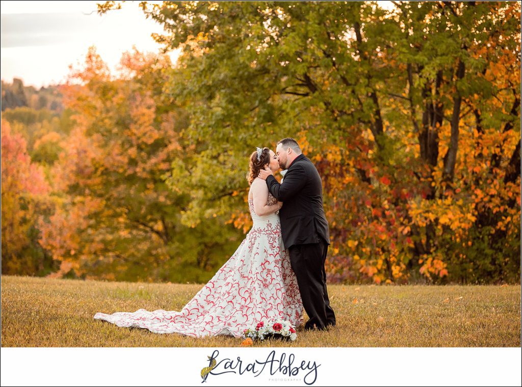 Disney-Themed Fall Wedding at Celebrations Bar Banquet and Grill in Imperial PA Golden Hour Bride & Groom Portraits