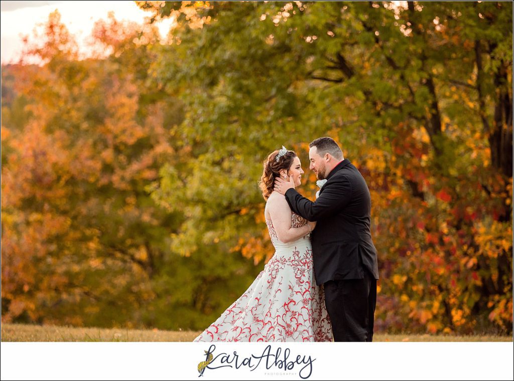 Disney-Themed Fall Wedding at Celebrations Bar Banquet and Grill in Imperial PA Golden Hour Bride & Groom Portraits