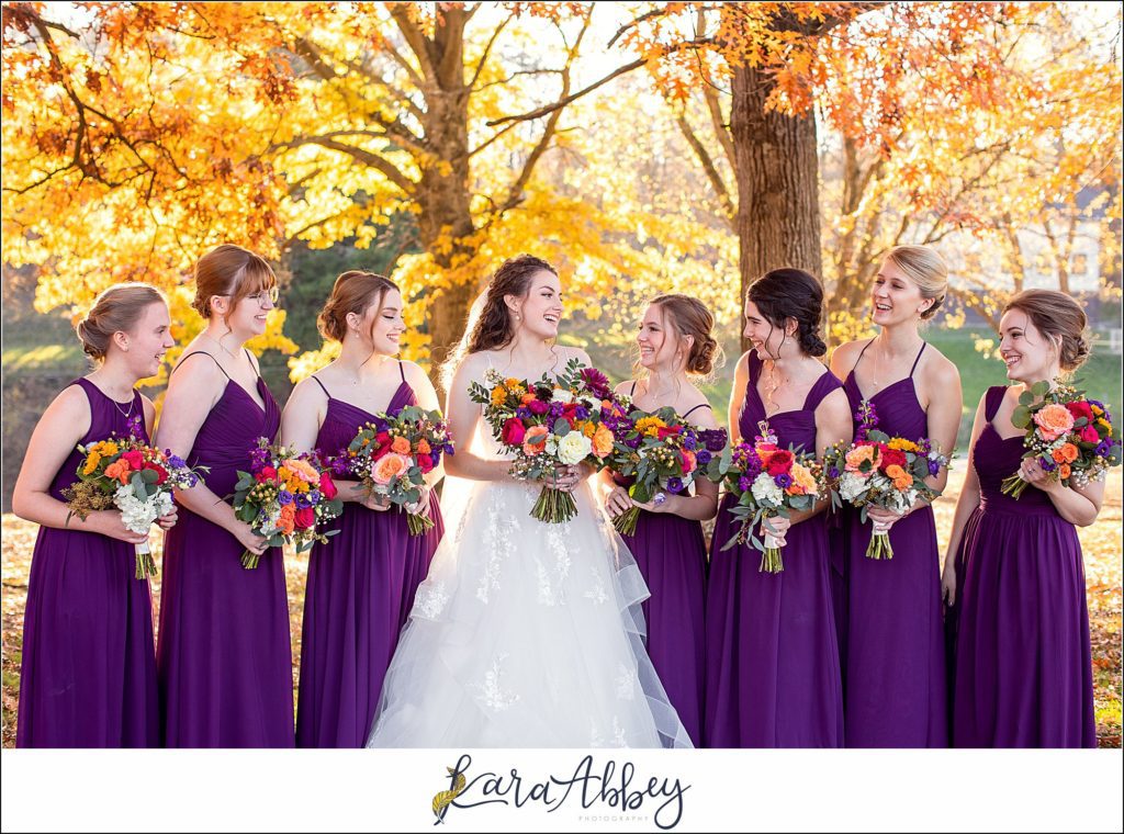 Elegant Purple Fall Wedding Portraits at North Park in Allison Park, PA