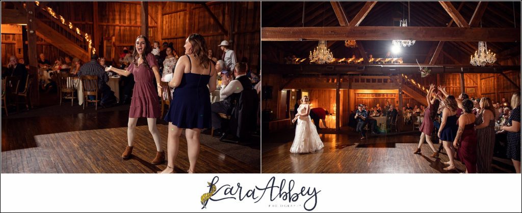 Cranberry Fall Wedding at Bell's Banquets in Mt. Pleasant - Bouquet & Garter Toss Reception