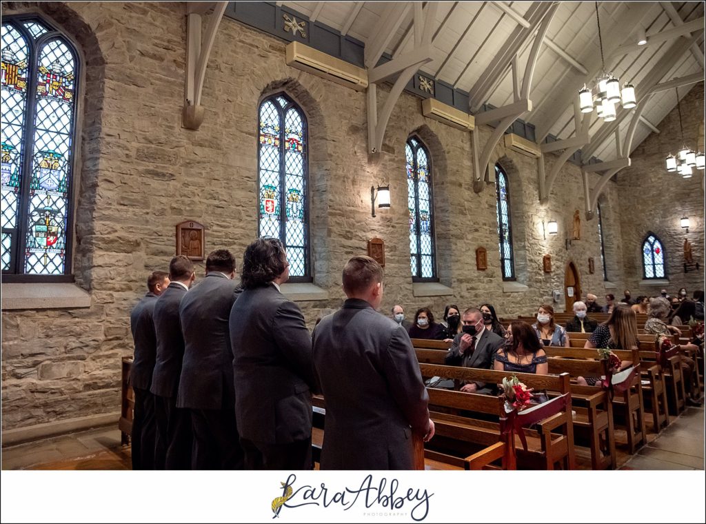 Cranberry Fall Wedding Ceremony at Historic Church of St. Peter in Brownsville, PA