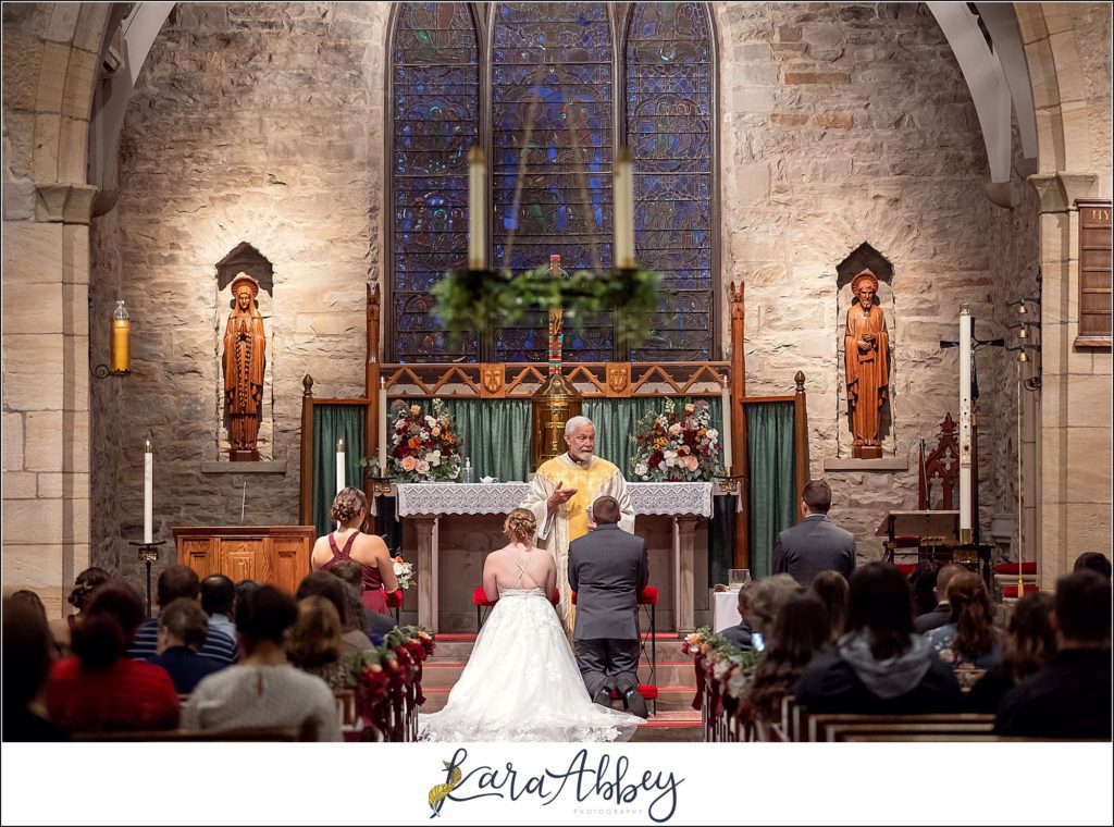 Cranberry Fall Wedding Ceremony at Historic Church of St. Peter in Brownsville, PA