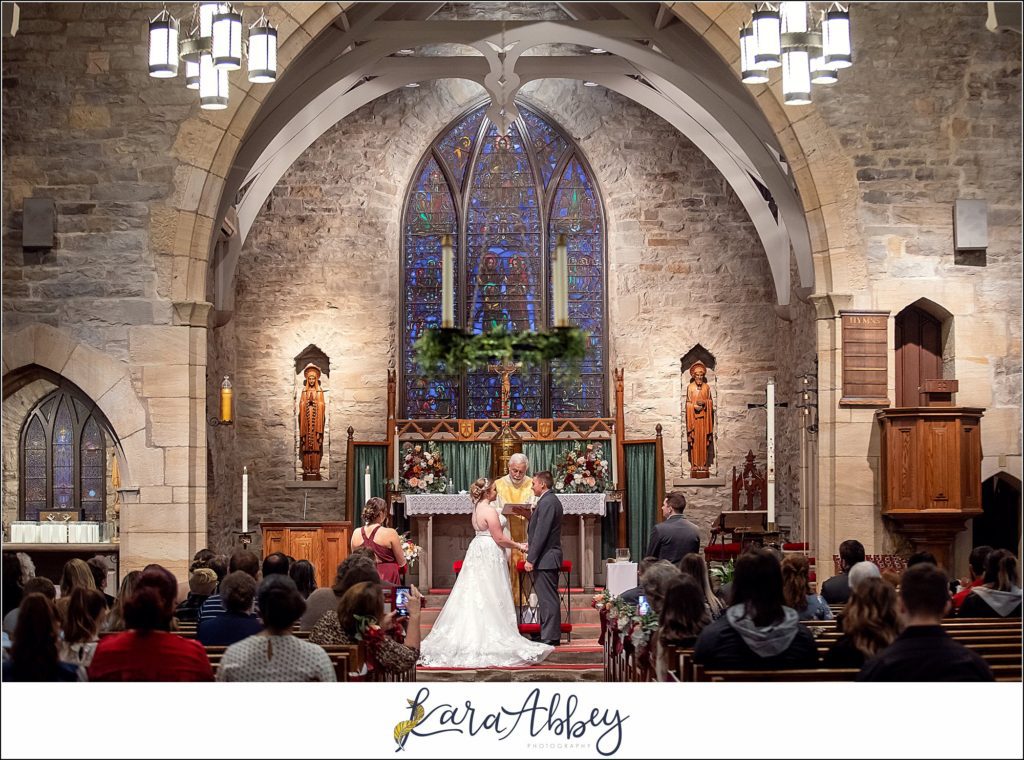 Cranberry Fall Wedding Ceremony at Historic Church of St. Peter in Brownsville, PA