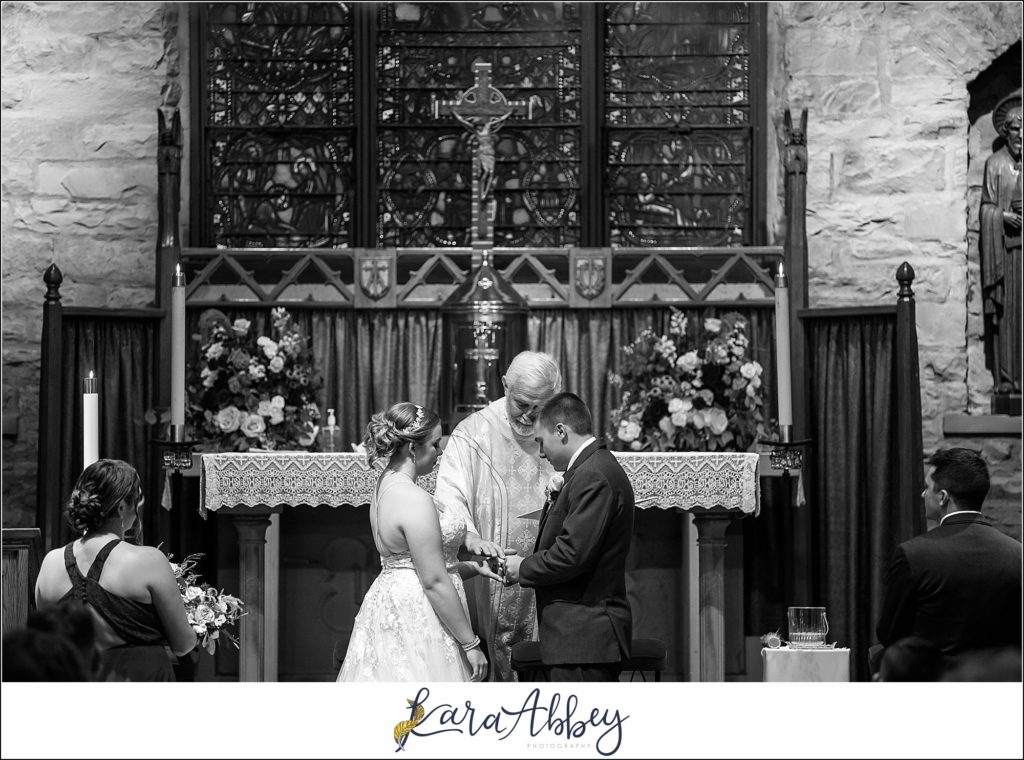 Cranberry Fall Wedding Ceremony at Historic Church of St. Peter in Brownsville, PA