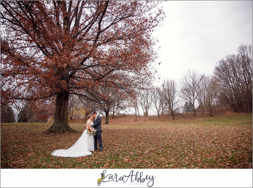 Cranberry Fall Wedding Portraits at Jacobs Creek Park in Mt. Pleasant, PA