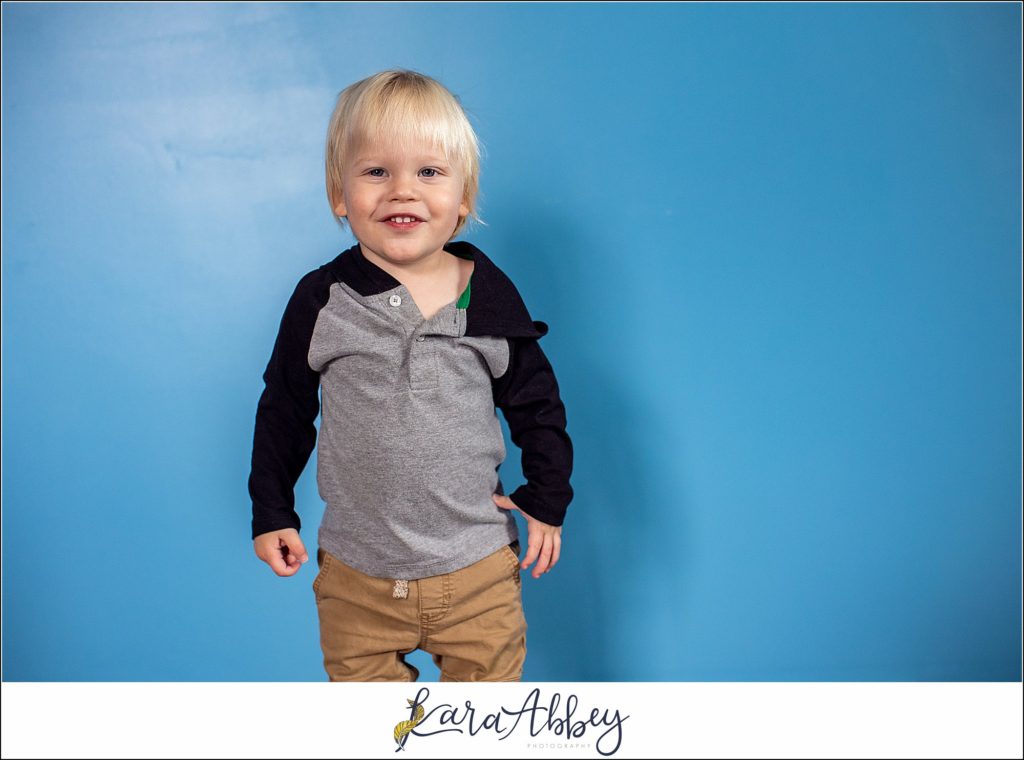 Leander Roxas 2 Year Old Portraits against Blue Wall in Irwin PA