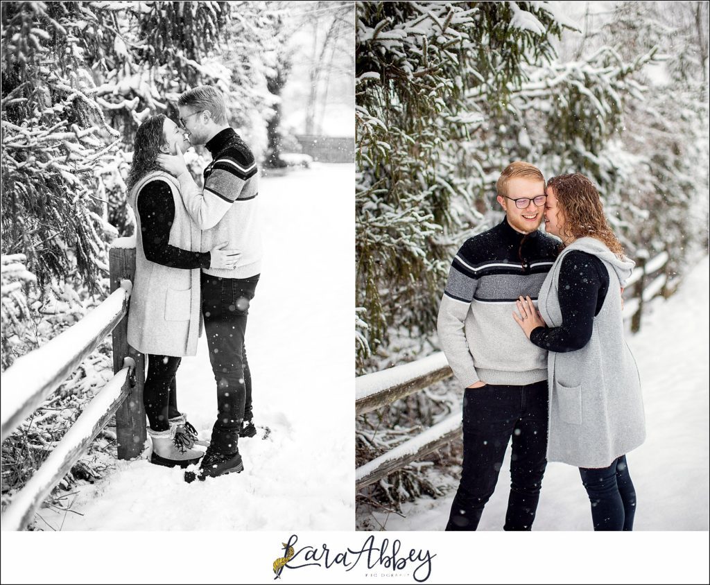 Snowy Winter Backyard Couples Session in Irwin PA
