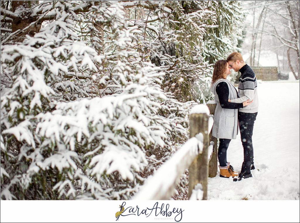 Snowy Winter Backyard Couples Session in Irwin PA