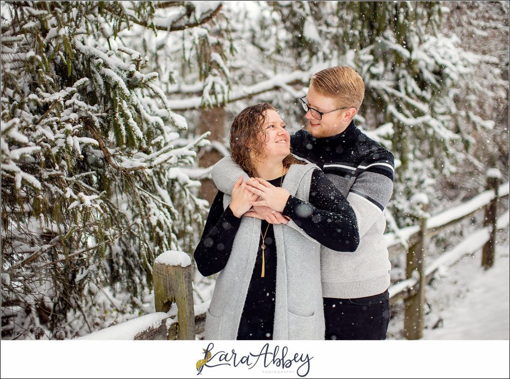 Snowy Winter Backyard Couples Session in Irwin PA