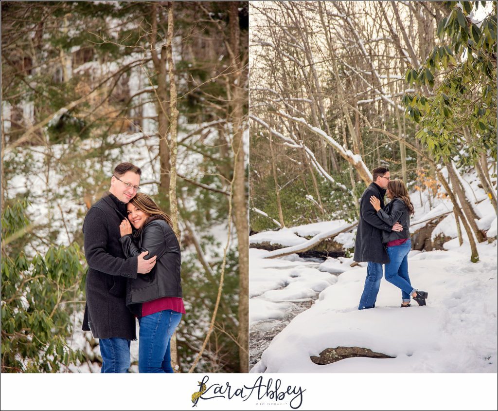 Snowy Winter Engagement Session at Ohiopyle State Park