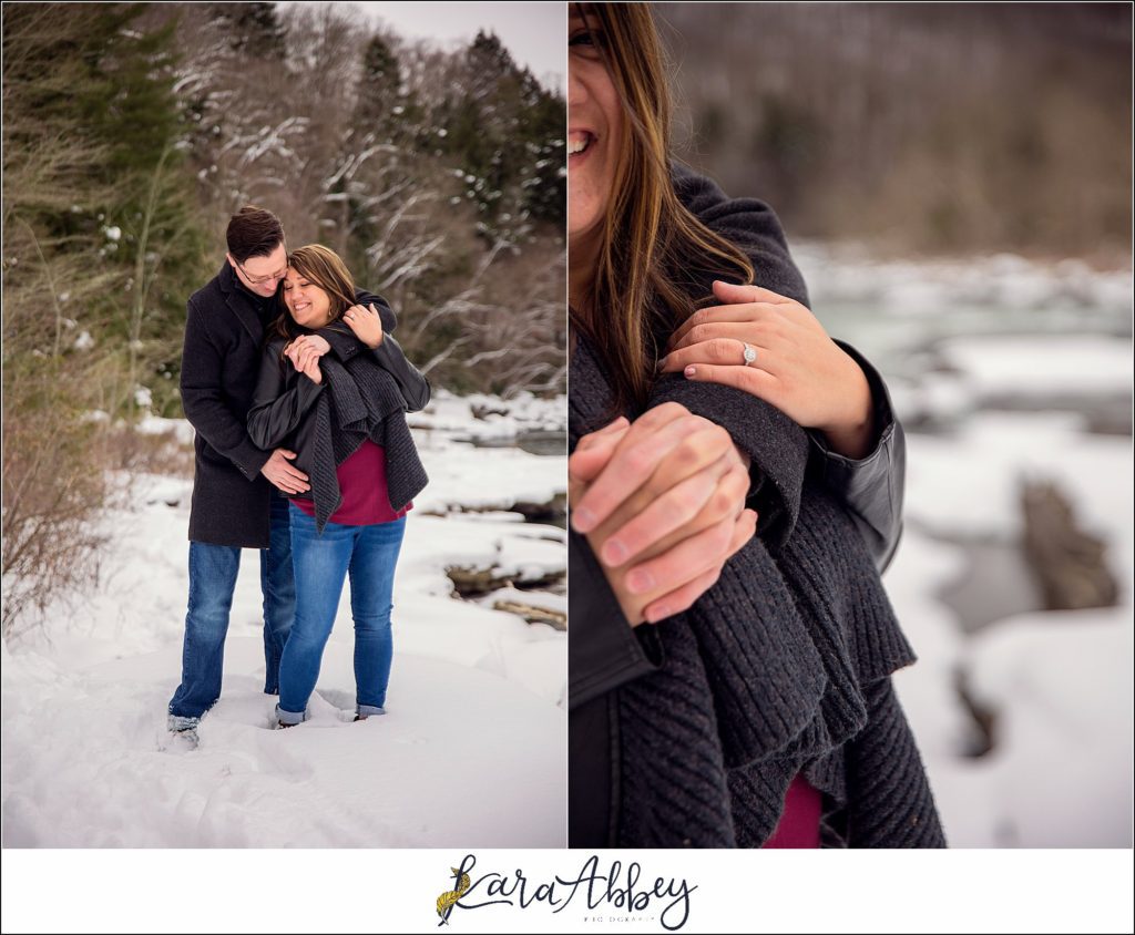 Snowy Winter Engagement Session at Ohiopyle State Park