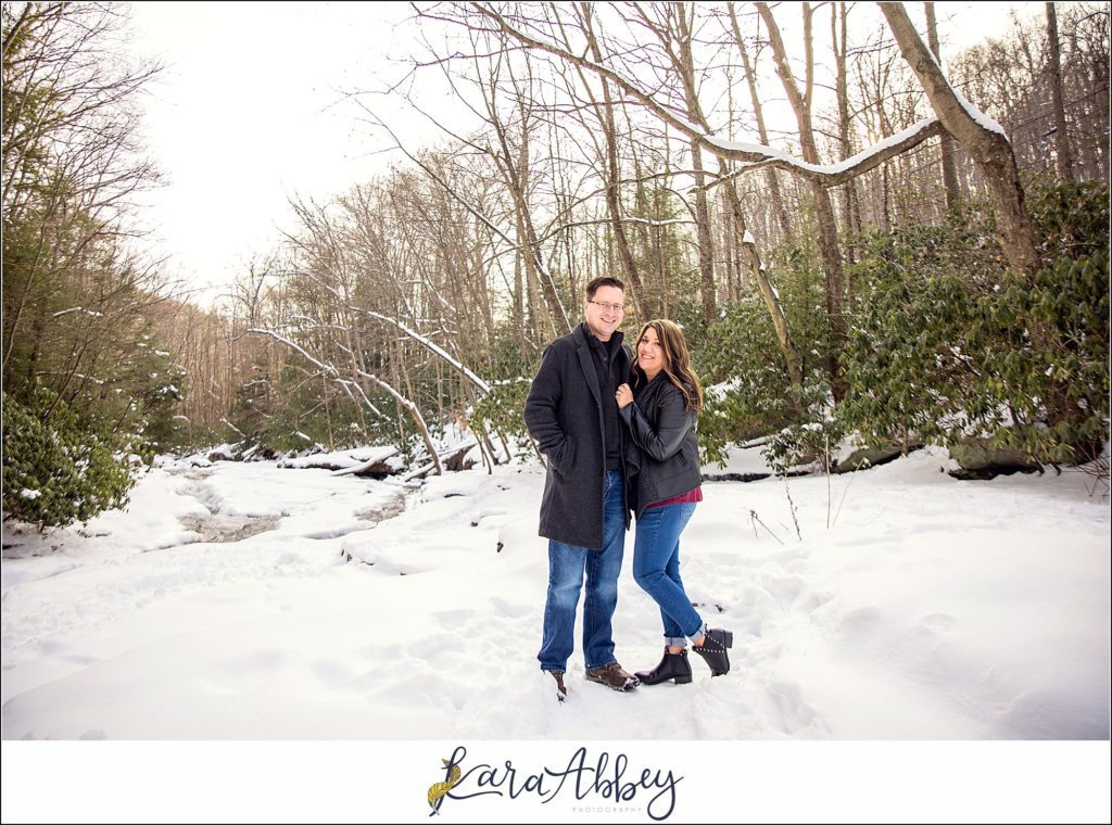 Snowy Winter Engagement Session at Ohiopyle State Park