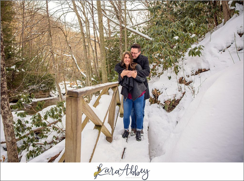 Snowy Winter Engagement Session at Ohiopyle State Park