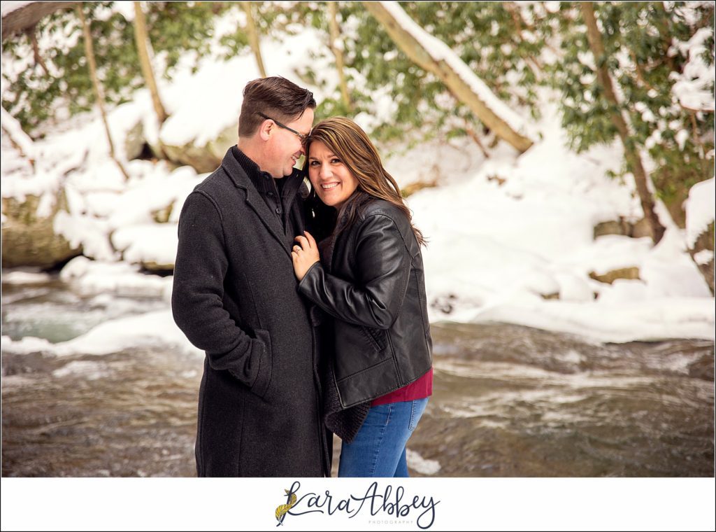 Snowy Winter Engagement Session at Ohiopyle State Park