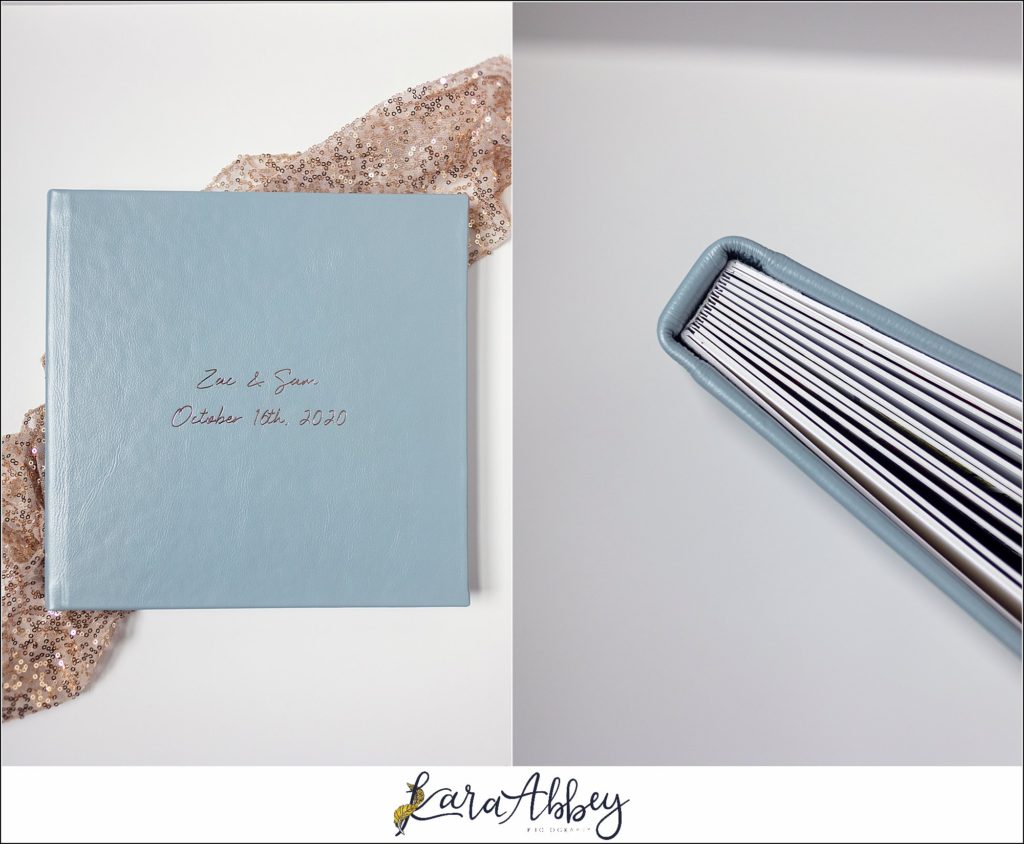 Pearlescent Blue Leather Wedding Album from Succop Nature Park Wedding
