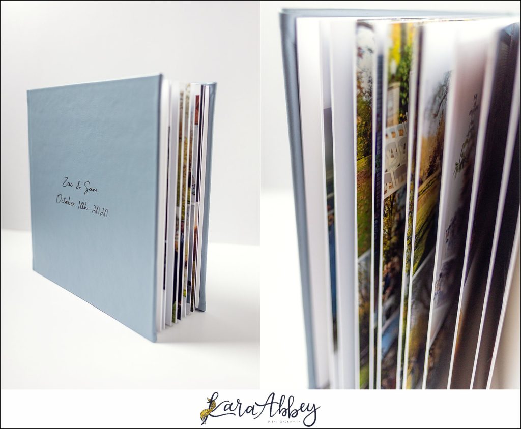 Pearlescent Blue Leather Wedding Album from Succop Nature Park Wedding