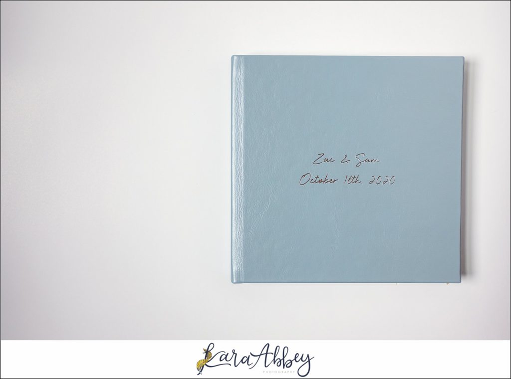 Pearlescent Blue Leather Wedding Album from Succop Nature Park Wedding