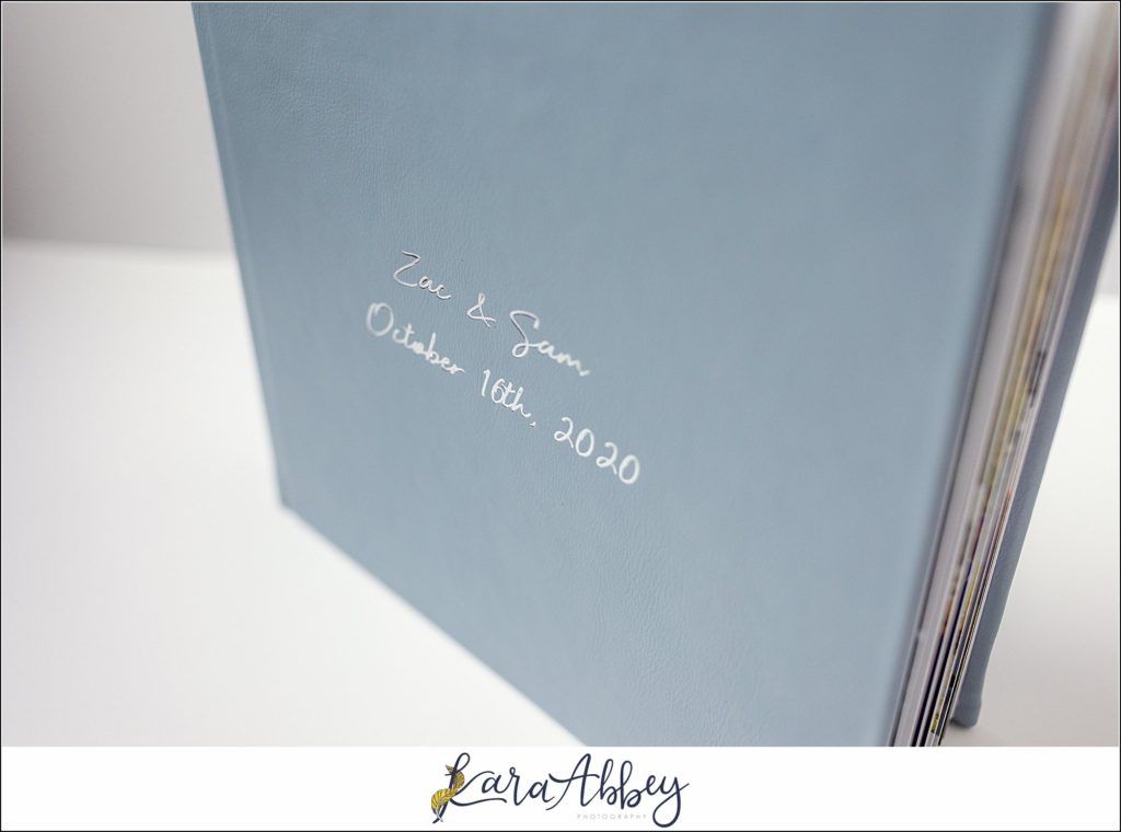 Pearlescent Blue Leather Wedding Album from Succop Nature Park Wedding