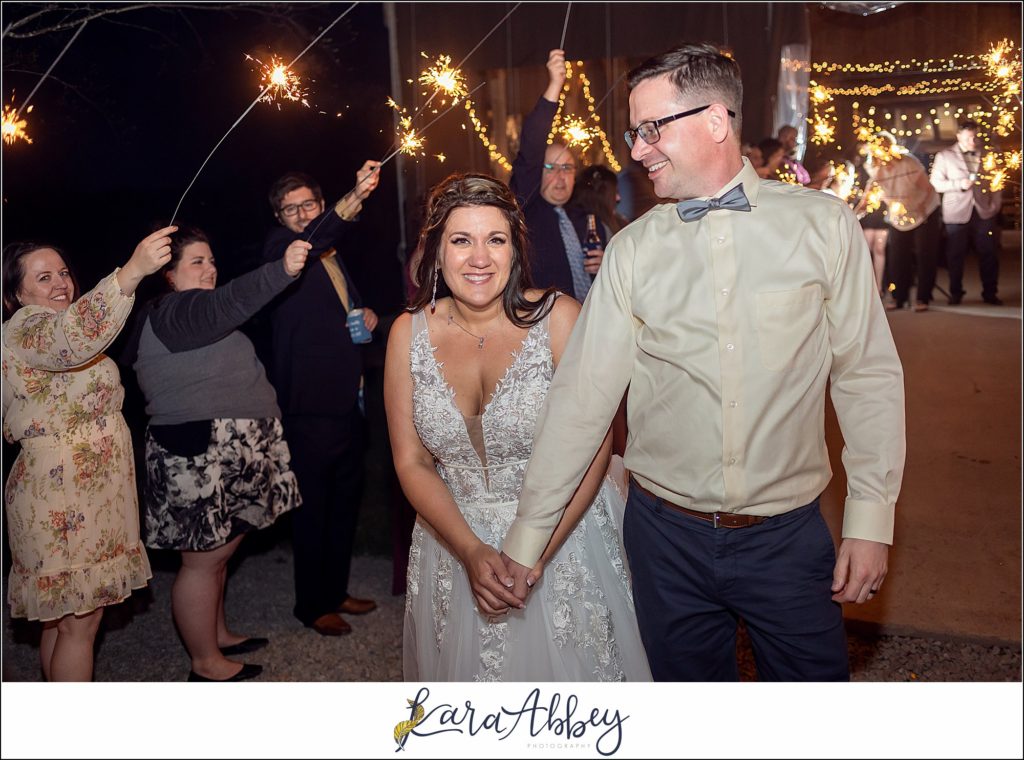 Spring Wedding Reception at Sanaview Farms in Champion PA Sparkler Exit