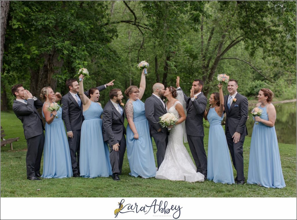 Light Blue Summer Wedding Party Portraits at Cedar Creek Park in Belle Vernon, PA