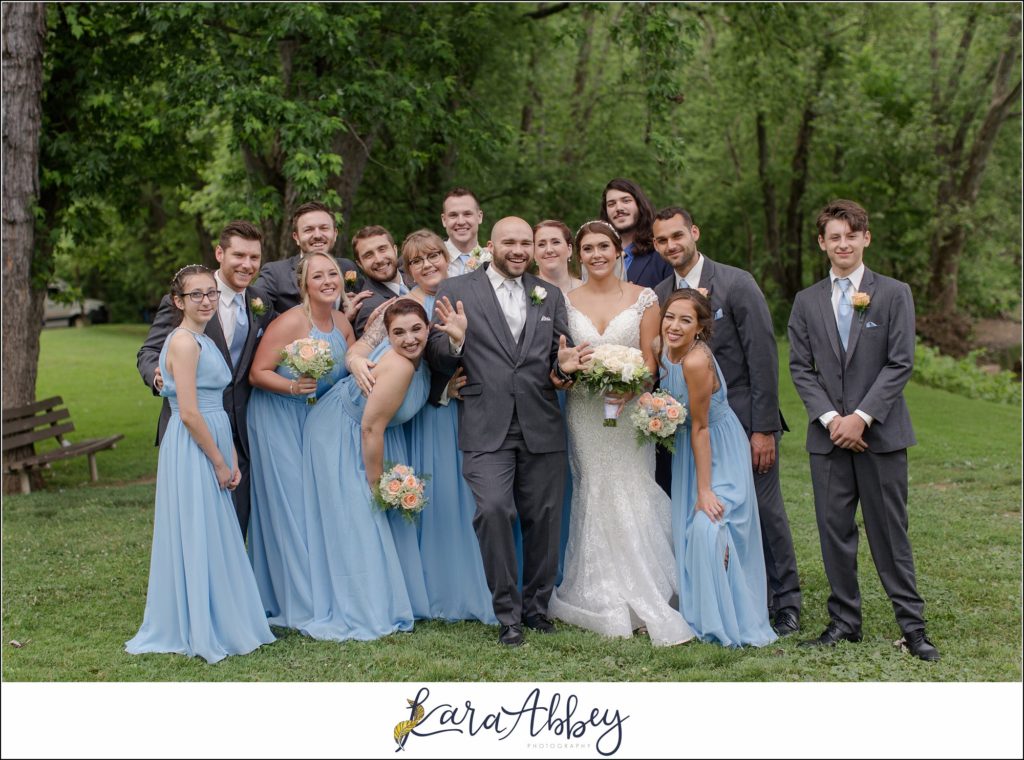 Light Blue Summer Wedding Party Portraits at Cedar Creek Park in Belle Vernon, PA