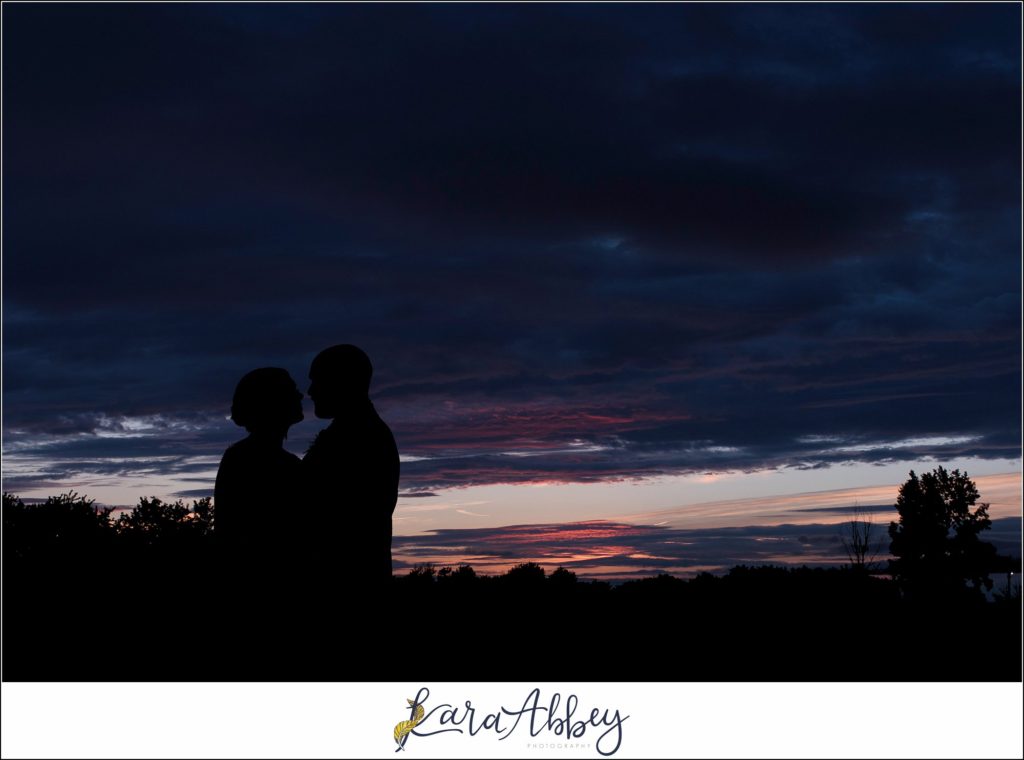 Light Blue Summer Wedding Reception at Lakeside Venues in McClellandtown, PA Bride & Groom Sunset Portraits