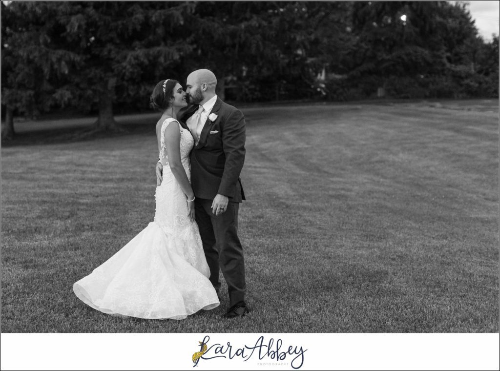 Light Blue Summer Wedding Reception at Lakeside Venues in McClellandtown, PA Bride & Groom Sunset Portraits