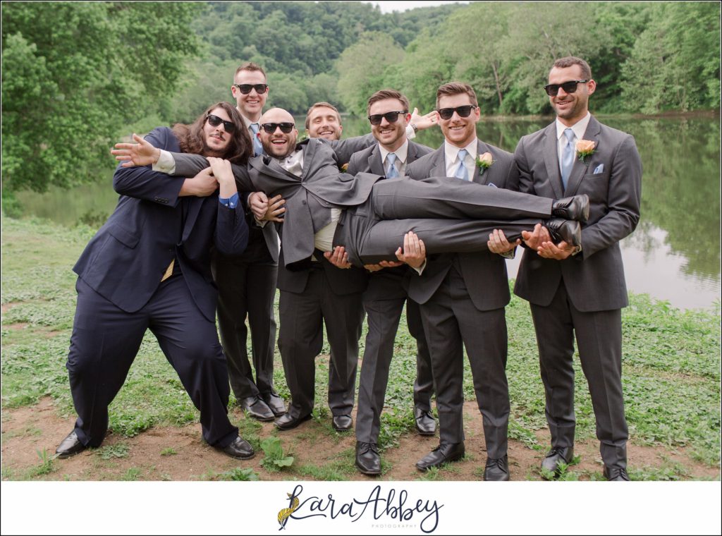Light Blue Summer Wedding Party Portraits at Cedar Creek Park in Belle Vernon, PA