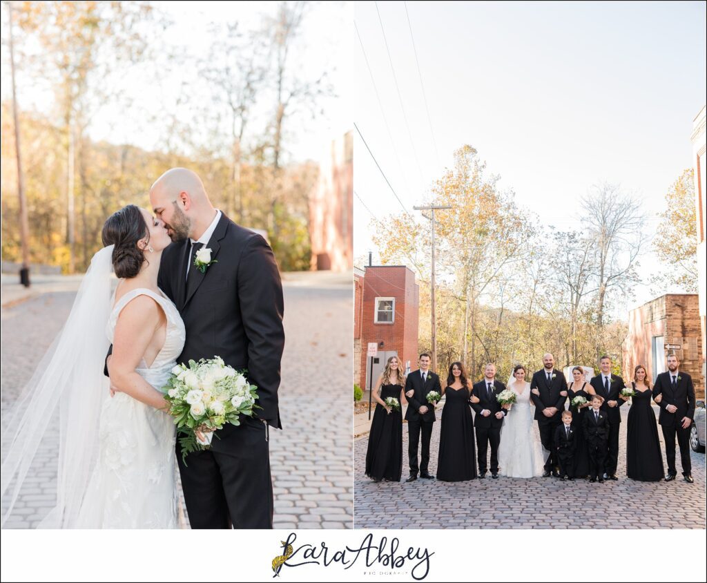 Classic Fall Wedding Portraits along Main Street in Downtown Irwin, PA