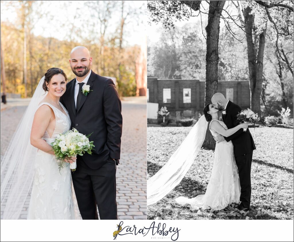 Classic Fall Wedding Portraits along Main Street in Downtown Irwin, PA