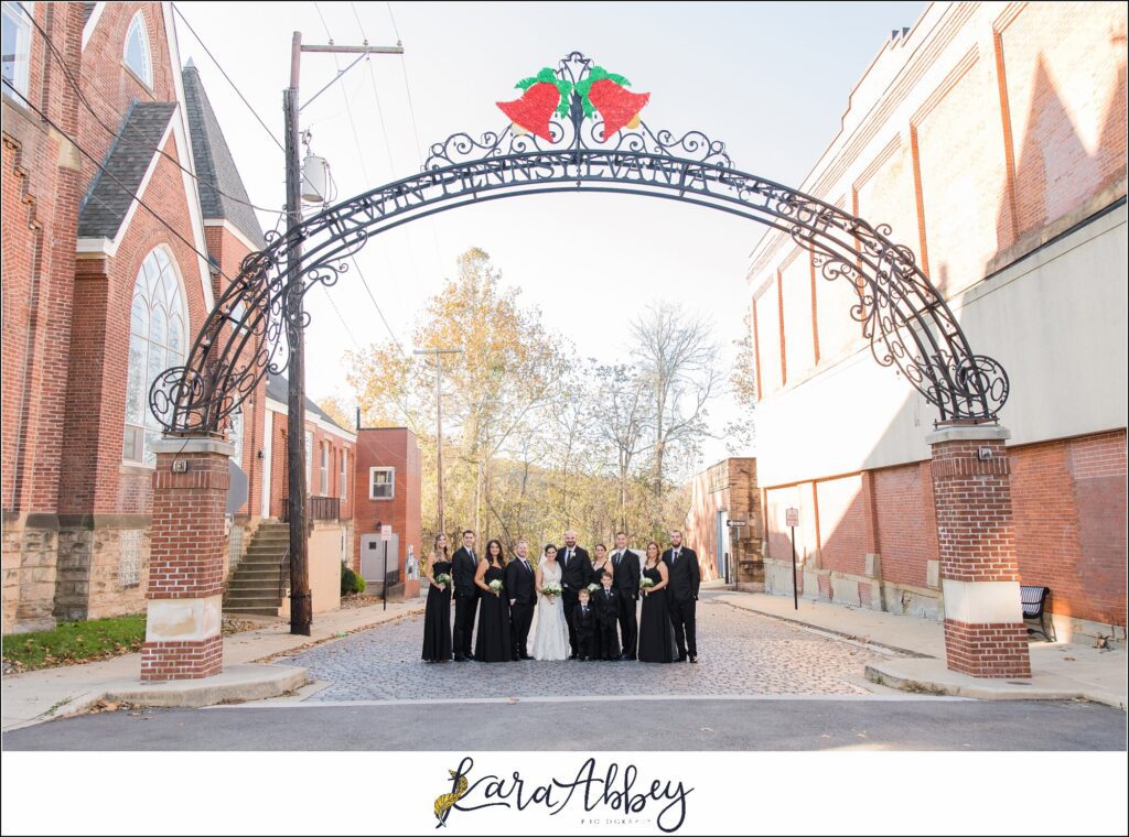 Classic Fall Wedding Portraits along Main Street in Downtown Irwin, PA