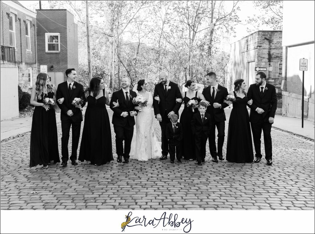 Classic Fall Wedding Portraits along Main Street in Downtown Irwin, PA