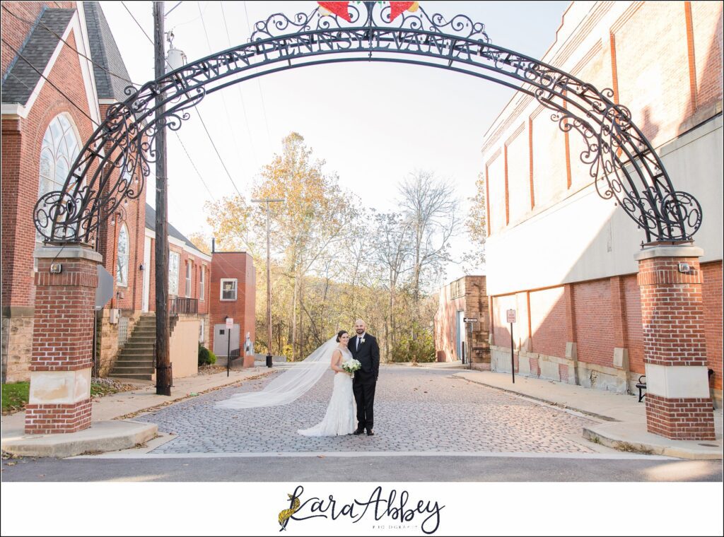 Classic Fall Wedding Portraits along Main Street in Downtown Irwin, PA