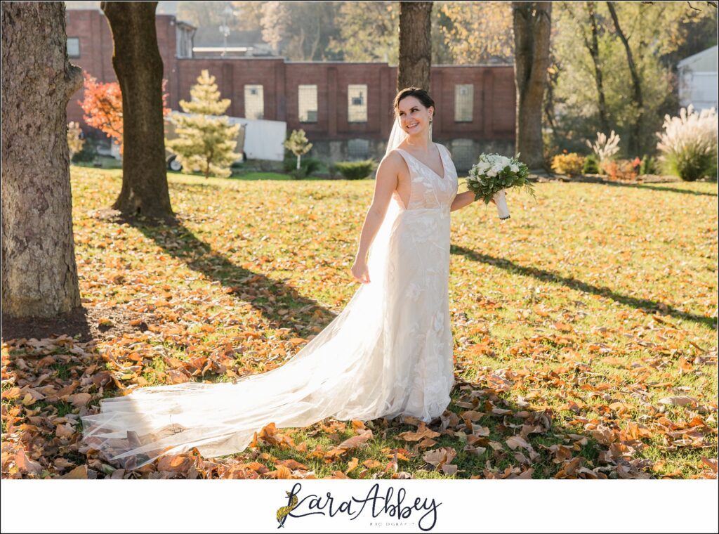 Classic Fall Wedding Portraits along Main Street in Downtown Irwin, PA