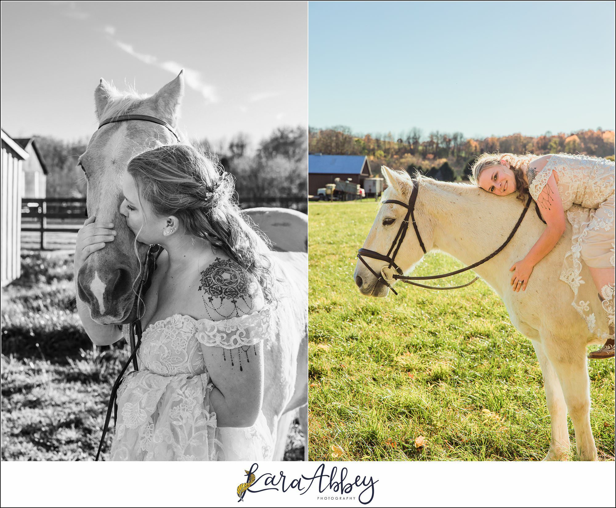 Bride And Her Horses Post-Wedding Portraits in New Alexandia PA