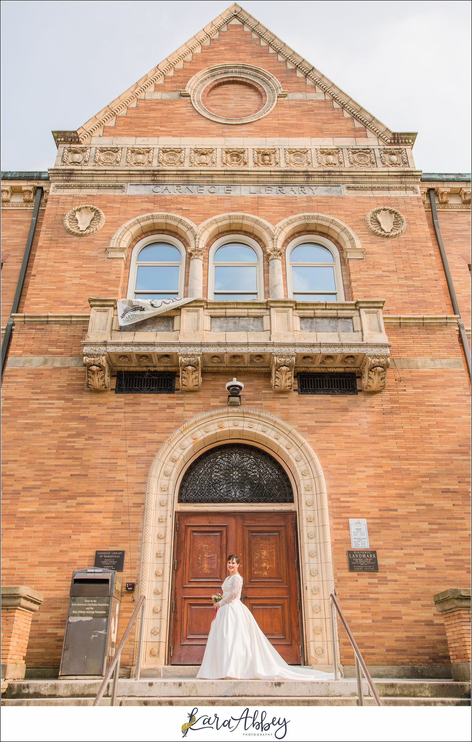 Summer Wedding at This Is Red in Munhall PA Pittsburgh PA - Portraits at Carnegie Library of Homestead